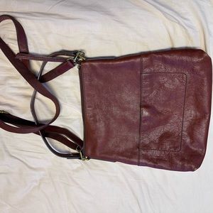 Fossil brown leather hobo cross body with shoulder strap